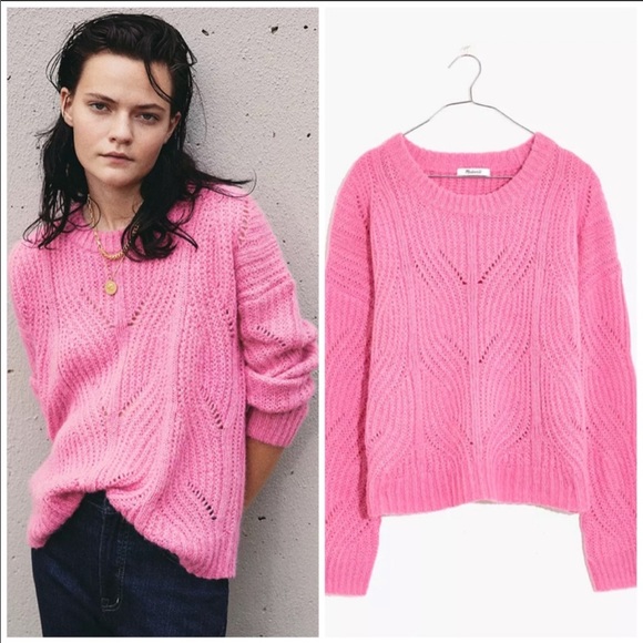 Madewell Sweaters - NWT MADEWELL Charley Pullover Pointelle Sweater Pink XS
